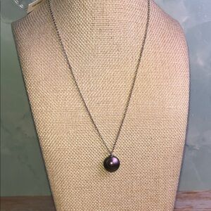 Majorica Rich Purple Pearl with Silver Chain